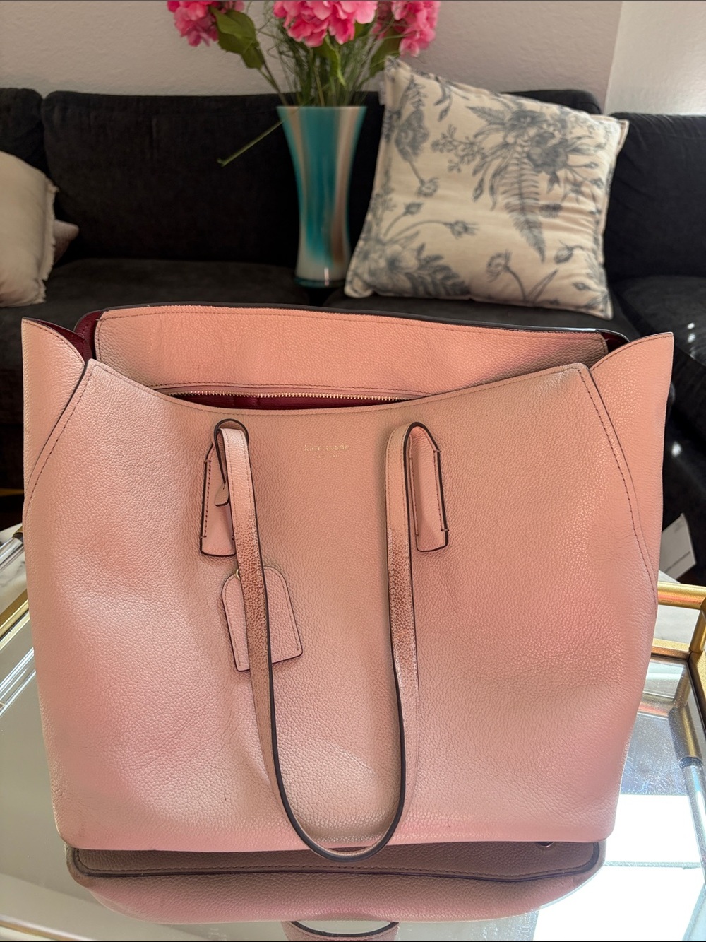 kate spade Dusty Pink Leather Tote with Double Handles